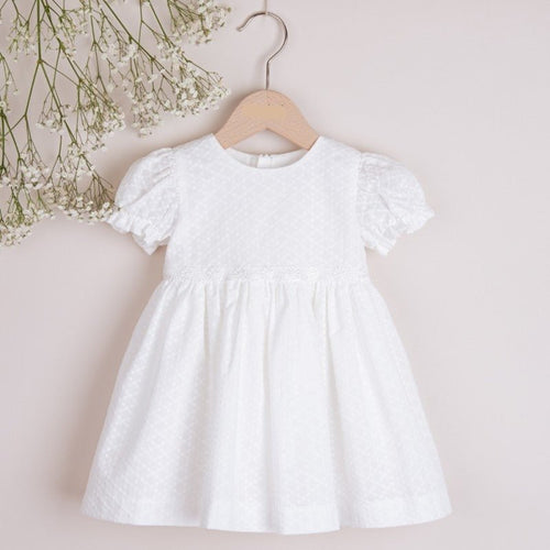 IVORY CHRISTENING DRESS MADE OF DELICATE COTTON FABRIC (SANDRA) - CottonKids.ie - Dress - 0-1 month - 1-2 month - 3 month