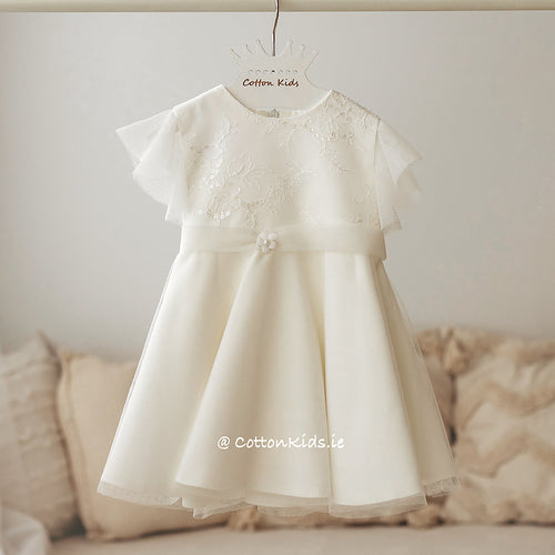 IVORY Christening Dress Wings Shaped Sleeves (ANABEL) - CottonKids.ie - Dress - 12 month - 18 month - 3 month
