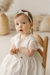 IVORY CHRISTENING DRESS WITH CUP SLEEVES (TIFFANY) - CottonKids.ie - Dress - 0-1 month - 1-2 month - 12 month