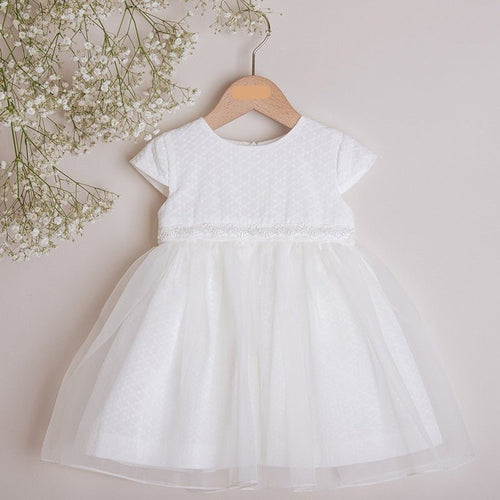 IVORY CHRISTENING DRESS WITH DETACHABLE TULLE (CORA) - CottonKids.ie - Dress - 0-1 month - 1-2 month - 12 month