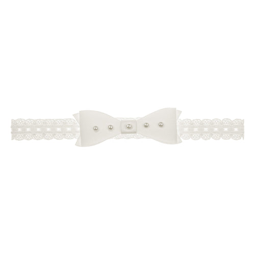 IVORY Christening Headband Decorated With Bow (ANNA) - CottonKids.ie - Headband - Girl - Hair Accessories -