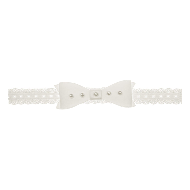 IVORY Christening Headband Decorated With Bow (ANNA) - CottonKids.ie - Headband - Girl - Hair Accessories -