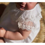 Ivory Girls Lace Collar Cotton Voile Romper (Rapife) - CottonKids.ie - 0-1 month - 1-2 month - 12 month