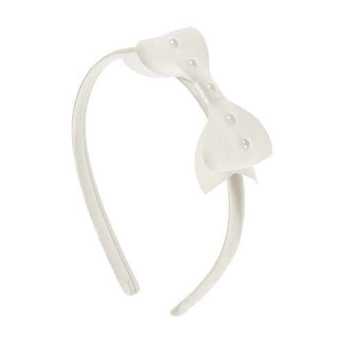Ivory Headband With a Ivory Bow (ANNA) - CottonKids.ie - Girl - Hair Accessories -