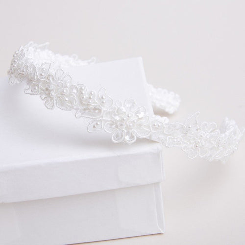 Ivory Headband With Floral Lace - CottonKids.ie - Girl - Hair Accessories -