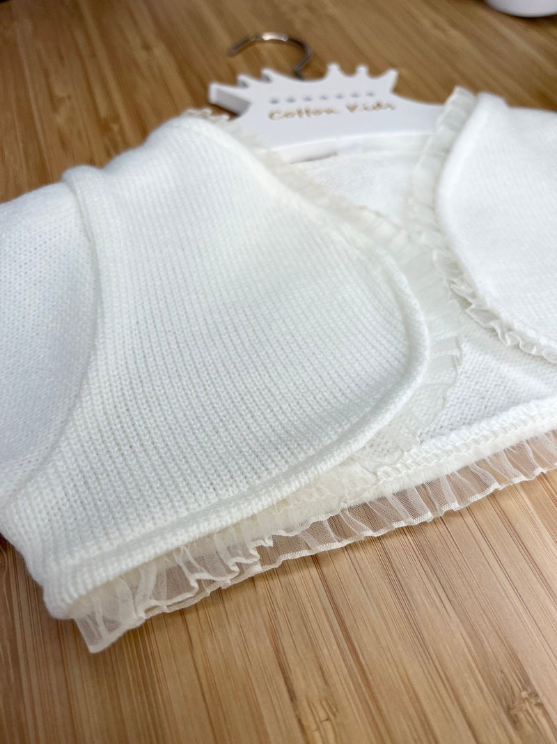 IVORY KNITTED BOLERO WITH FRILL - CottonKids.ie - Bolero - 12 month - 18 month - 2 year