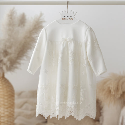 IVORY LACE CHRISTENING DRESS WITH LONG SLEEVES (LUCY) - CottonKids.ie - Dress - 0-1 month - 1-2 month - 12 month