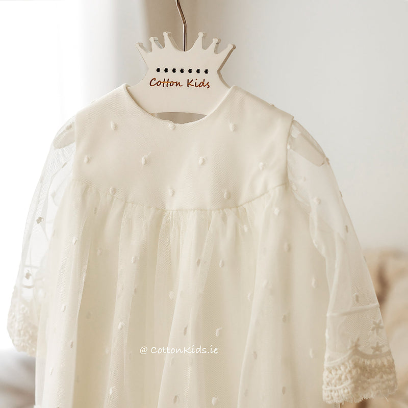 IVORY Long Sleeves Lace Christening Dress (SOFIA) - CottonKids.ie - Dress - 0-1 month - 1-2 month - 12 month