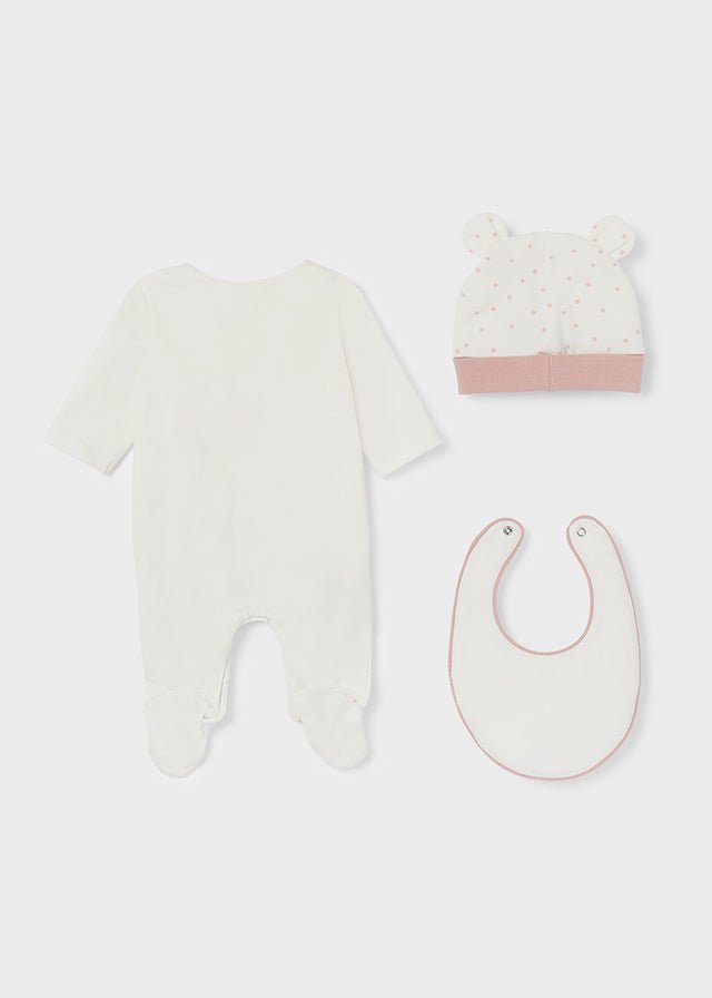 Ivory & Pink Cotton Babygrow Set (mayoral) - CottonKids.ie - 0-1 month - 1-2 month - 3 month