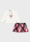 IVORY & RED CHECK SKIRT SET (mayoral) - CottonKids.ie - Set - 12 month - 18 month - 6 month