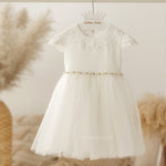 IVORY Short Sleeve Christening Occasion Dress (DIAMOND) - CottonKids.ie - Dress - 0-1 month - 1-2 month - 12 month