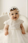 IVORY Short Sleeve Christening Occasion Dress (DIAMOND) - CottonKids.ie - Dress - 0-1 month - 1-2 month - 12 month