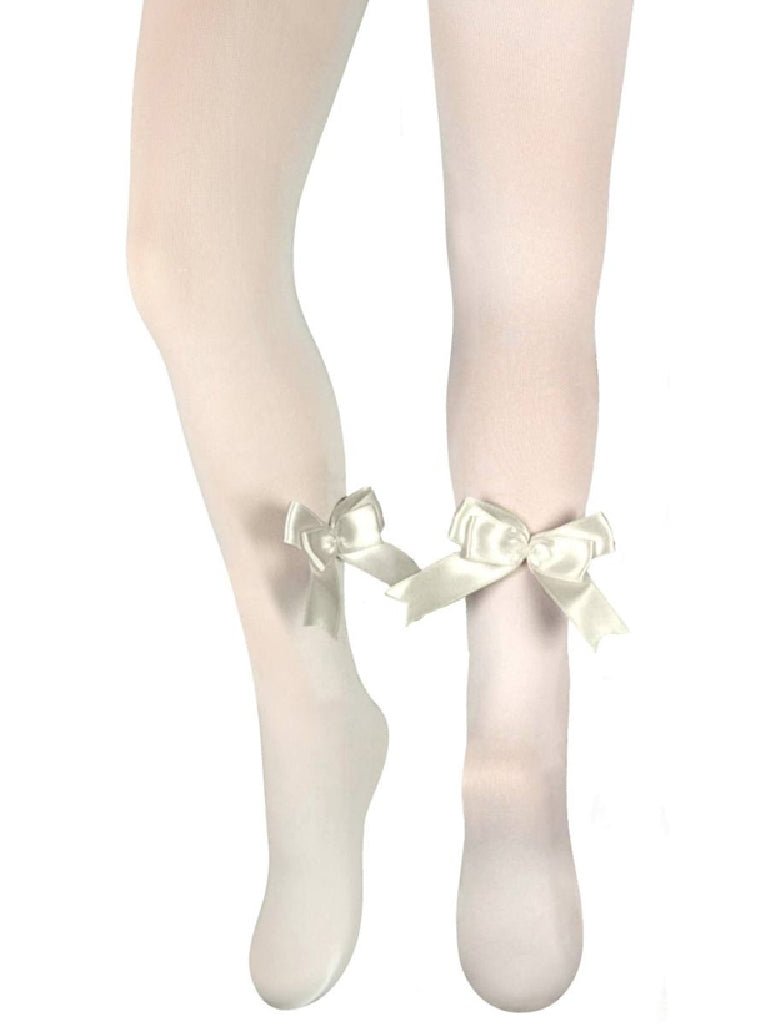 IVORY TIGHTS WITH A LARGE BOW 40 DEN - CottonKids.ie - Tights - 12 month - 18 month - 2 year