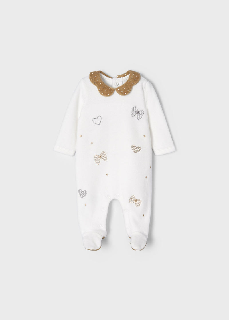 Ivory Velour Babygrow (mayoral) - CottonKids.ie - 0-1 month - 1-2 month - 3 month