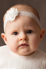 IVORY (Zoja) Christening headband, flower with Pearl - CottonKids.ie - Headband - 0-1 month - 1-2 month - 12 month