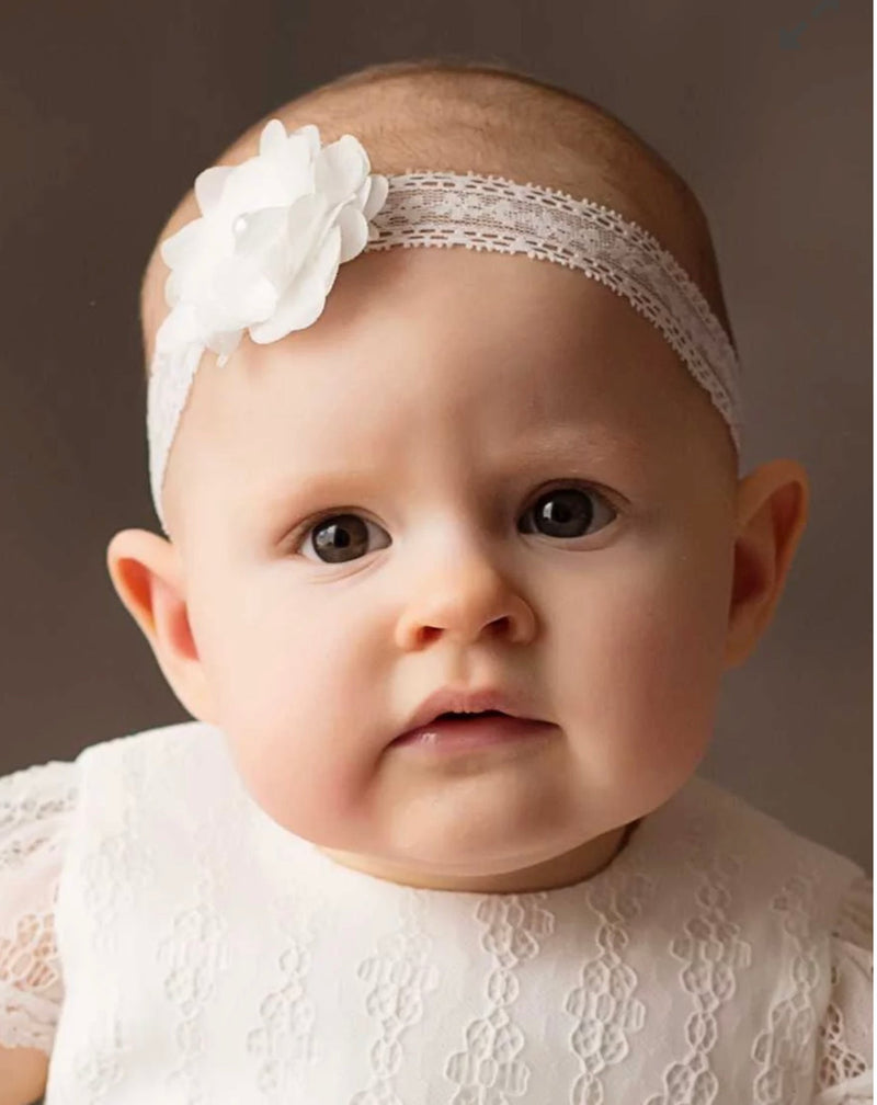 IVORY (Zoja) Christening headband, flower with Pearl - CottonKids.ie - Headband - 0-1 month - 1-2 month - 12 month