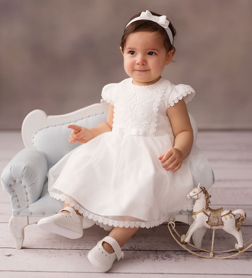 Lace Tulle Dress With Cup Sleeve Christening Occasion Wedding Ireland