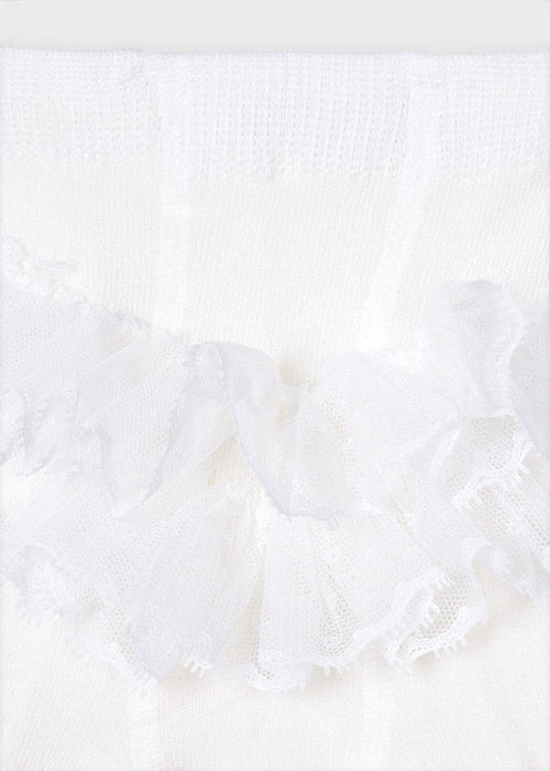 Off white Baby Girls Ruffle Thick Cotton Christening Tights RELAND