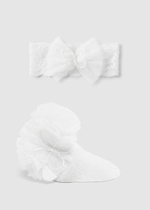 Ivory/Off white Baby Girls Socks & Headband Set (mayoral) - CottonKids.ie - Socks - 0-1 month - 1-2 month - 12 month