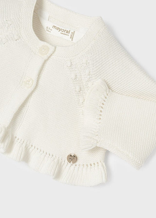 Ivory/Off White Knitted Short Cardigan Newborn Girl (mayoral) - CottonKids.ie - 0-1 month - 1-2 month - 12 month