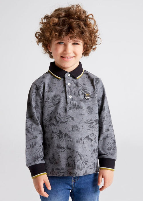 Long Sleeve Patterned Polo Shirt Boy (mayoral) - CottonKids.ie - Top - 2 year - 3 year - 4 year