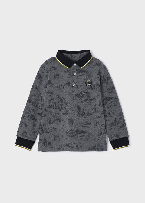 Long Sleeve Patterned Polo Shirt Boy (mayoral) - CottonKids.ie - Top - 2 year - 3 year - 4 year