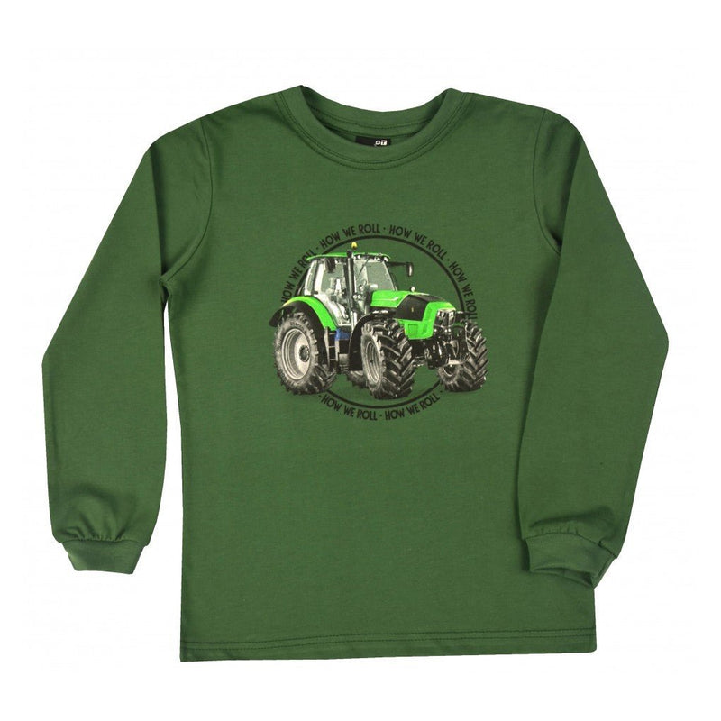 Long Sleeve T-shirt, Tractor Green - CottonKids.ie - Top - 18 month - 2 year - 4 year