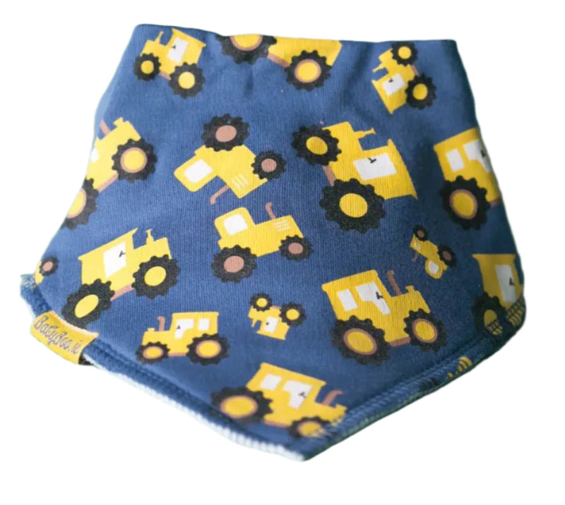 NAVY TIMMY THE TRACTOR ORGANIC COTTON DRIBBLEBOO BANDANA BIB - CottonKids.ie - Bib - BabyBoo - Bibs -