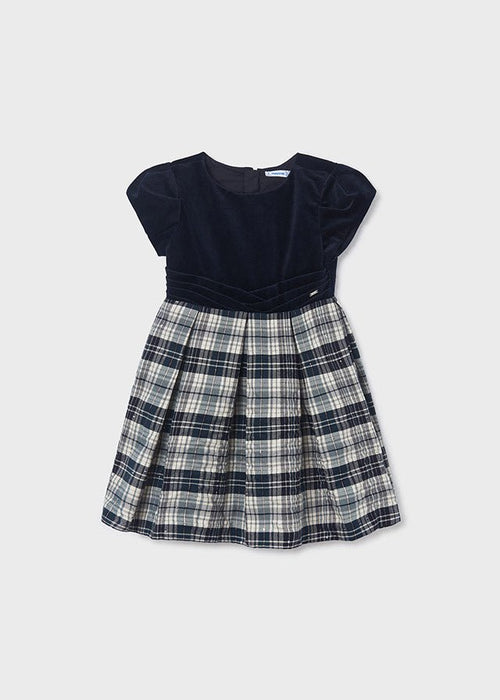 Navy Velvet Check Christmas Dress IRELAND