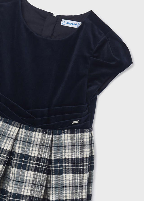 Navy Velvet Check Christmas Dress IRELAND