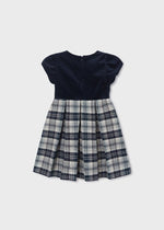 Navy Velvet Check Christmas Dress IRELAND