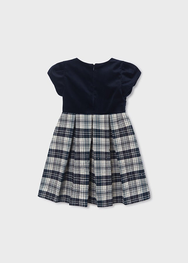 Navy Velvet Check Christmas Dress IRELAND