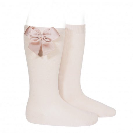 NUDE Knee-high Socks With Grossgrain Side Bow (Condor) - CottonKids.ie - 12 month - 18 month - 2 year