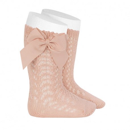 NUDE Openwork Knee-high Socks With Bow (Condor) - CottonKids.ie - 12 month - 18 month - 2 year
