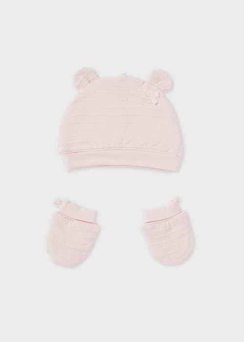 Pink Hat With Ears & Mittens Set (mayoral) - CottonKids.ie - 1-2 month - 3 month - Girl
