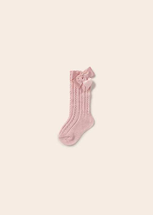 Pink High Socks With Bow Baby Girl (mayoral) - CottonKids.ie - 12 month - 18 month - 2 year