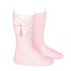 Pink Knee-high Socks With Grossgrain Side Bow (Condor) - CottonKids.ie - 12 month - 18 month - 2 year