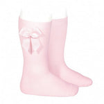 Pink Knee-high Socks With Grossgrain Side Bow (Condor) - CottonKids.ie - 12 month - 18 month - 2 year
