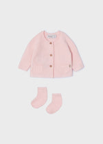 Pink Knit Long Cardigan With Socks Newborn Girl (mayoral) - CottonKids.ie - Set - 1-2 month - 12 month - 18 month