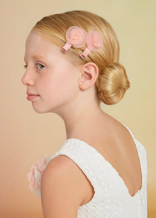 Pink Organza Double Flower Clip Girl (Abel & Lula) - CottonKids.ie - Hair accessories - Girl - Hair Accessories -