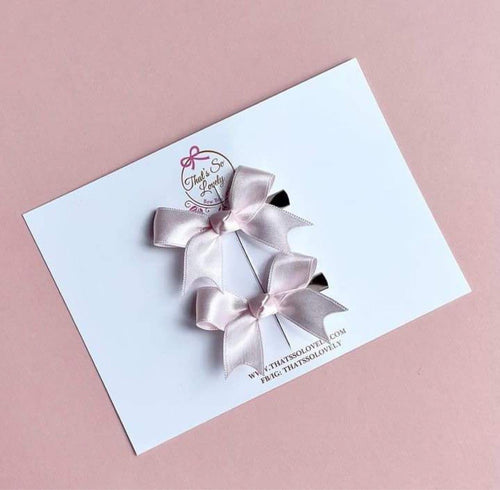 Pink Satin Ribbon Clips - Set of 2 (That's So Lovely Bow Boutique) - CottonKids.ie - Girl - Hair Accessories -