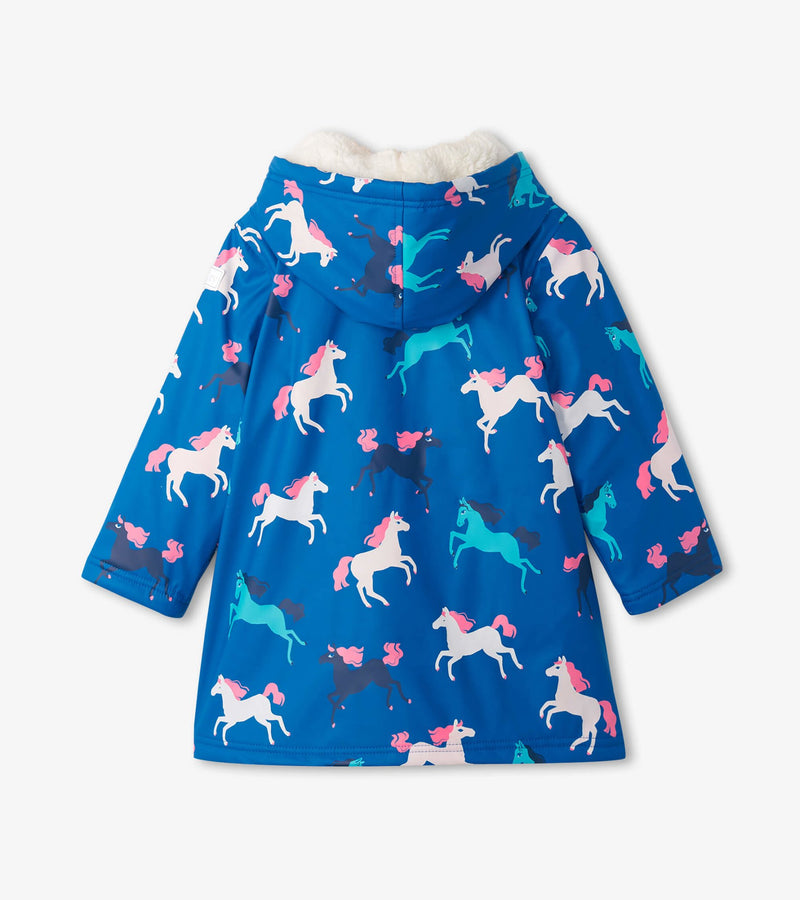 Prancing Horses Colour Changing Sherpa Lined Splash Jacket (Hatley) - CottonKids.ie - coat - 2 year - 3 year - 4 year