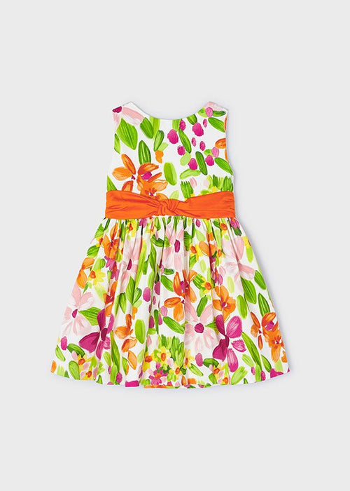 Satin Flowers Orange Pink Girl Summer Dress Occasion (mayoral) - CottonKids.ie - 2 year - 3 year - 4 year