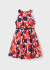 Satin Patterned Dress Girl (mayoral) - CottonKids.ie - Dresses - 11-12 year - 13-14 year - 15-16 year