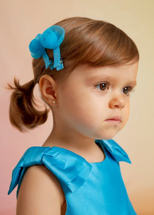 Turquoise Organza Double Flower Clip Girl (Abel & Lula) - CottonKids.ie - Hair accessories - Girl - Hair Accessories -