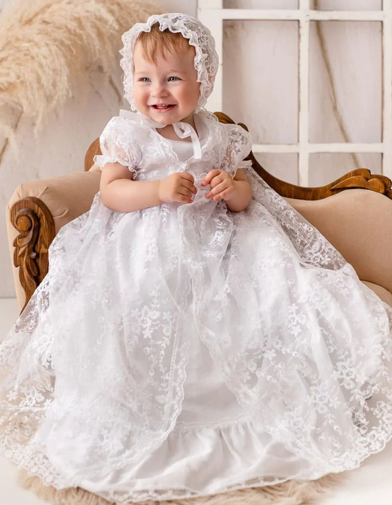 Isabella Lace Christening Dress - Ivory – Little Angels Couture