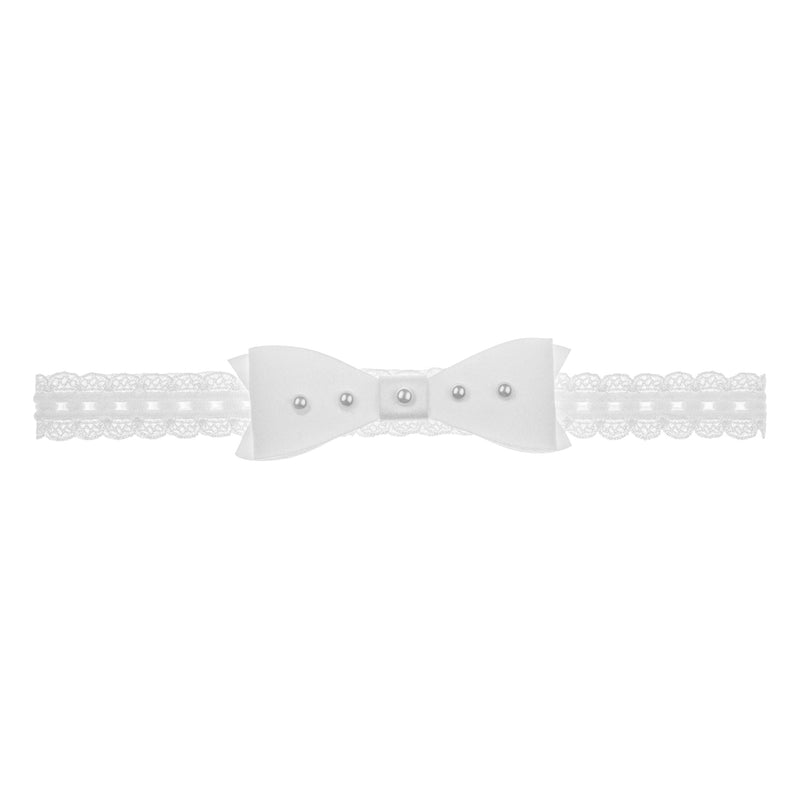 WHITE Christening Headband Decorated With Bow (ANNA) - CottonKids.ie - Headband - Girl - Hair Accessories -