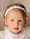 WHITE Christening Headband (Rose) - CottonKids.ie - Headband - 0-1 month - 1-2 month - 12 month