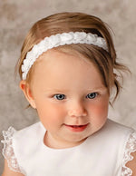WHITE Christening Headband (Rose) - CottonKids.ie - Headband - 0-1 month - 1-2 month - 12 month