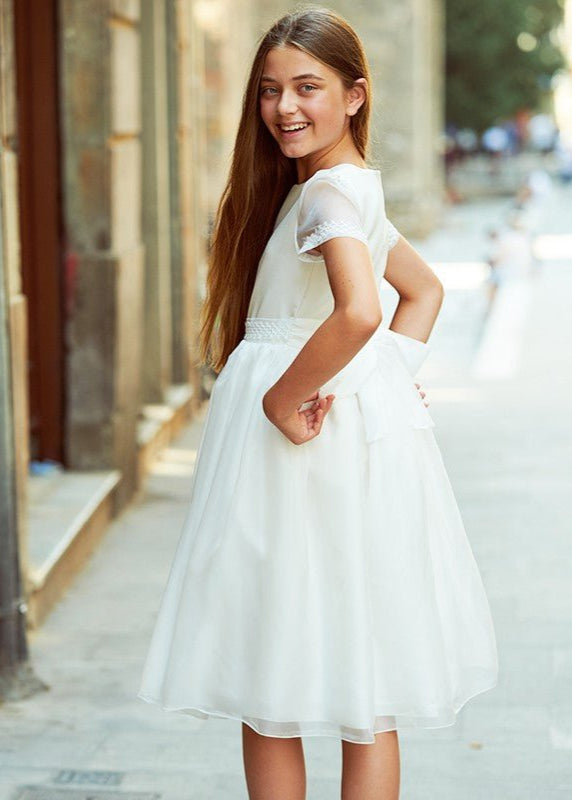 WHITE Flower Girl Dress with Decorative Lace (LUNA) –
